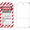 Two-part Perforated Tags, English, Black, Red on White, 101,60 mm (W) x 177,80 mm (H)